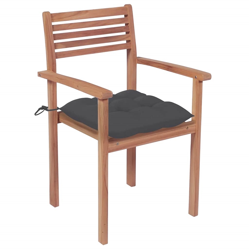 vidaXL Patio Chairs 4 pcs with Anthracite Cushions Solid Teak Wood