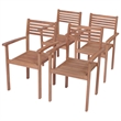 vidaXL Patio Chairs 4 pcs with Anthracite Cushions Solid Teak Wood