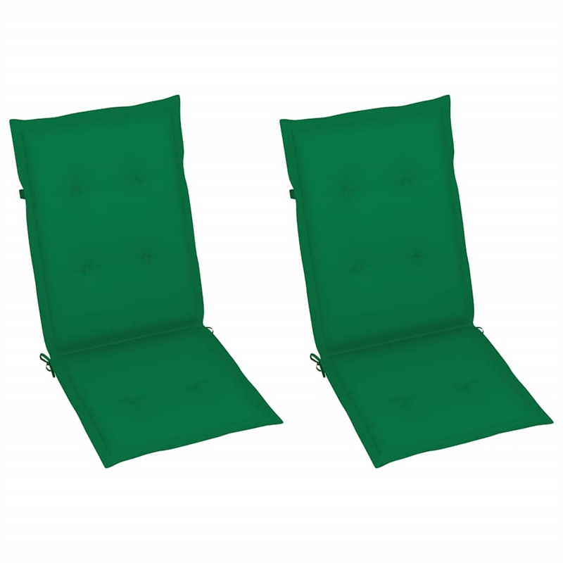 vidaXL Patio Chairs 2 pcs with Green Cushions Solid Teak Wood