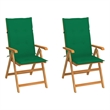 vidaXL Patio Chairs 2 pcs with Green Cushions Solid Teak Wood