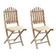 vidaXL Folding Patio Chairs 2 pcs with Cushions Bamboo