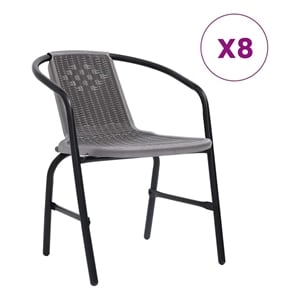 vidaXL Garden Chairs 8 pcs Plastic Rattan and Steel 242.5 lb