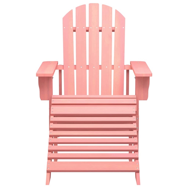 vidaXL Patio Adirondack Chair with Ottoman Solid Fir Wood Pink