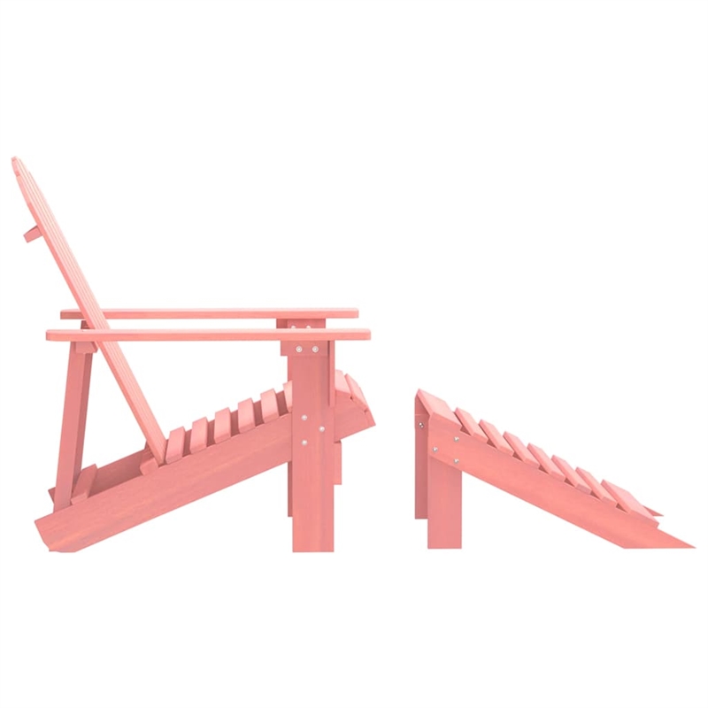 vidaXL Patio Adirondack Chair with Ottoman Solid Fir Wood Pink