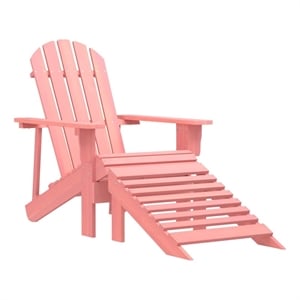 vidaXL Patio Adirondack Chair with Ottoman Solid Fir Wood Pink