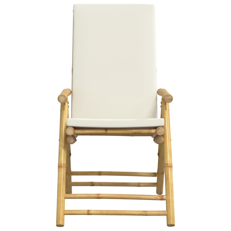 vidaXL 6 Piece Folding Patio Reclining Chairs with Cream White Cushions