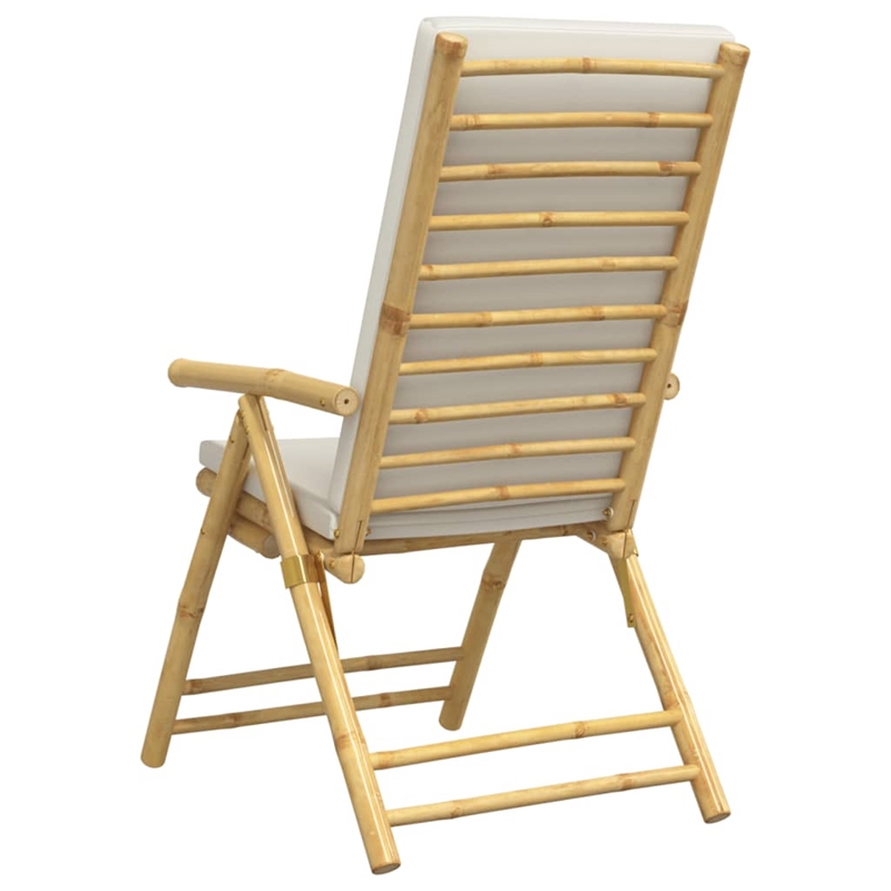 vidaXL 6 Piece Folding Patio Reclining Chairs with Cream White Cushions