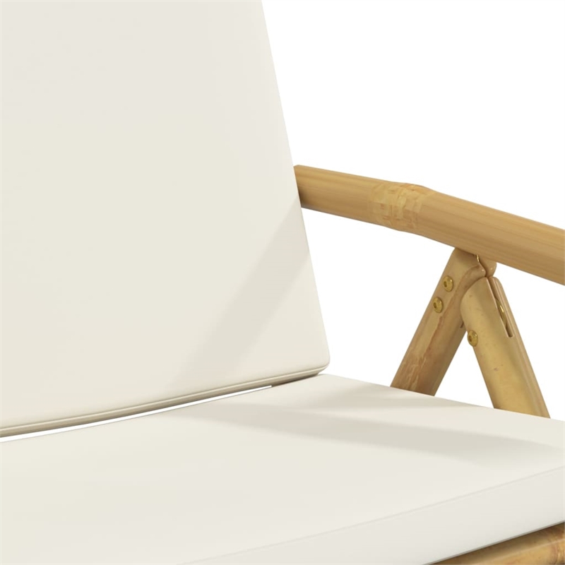 vidaXL 6 Piece Folding Patio Reclining Chairs with Cream White Cushions