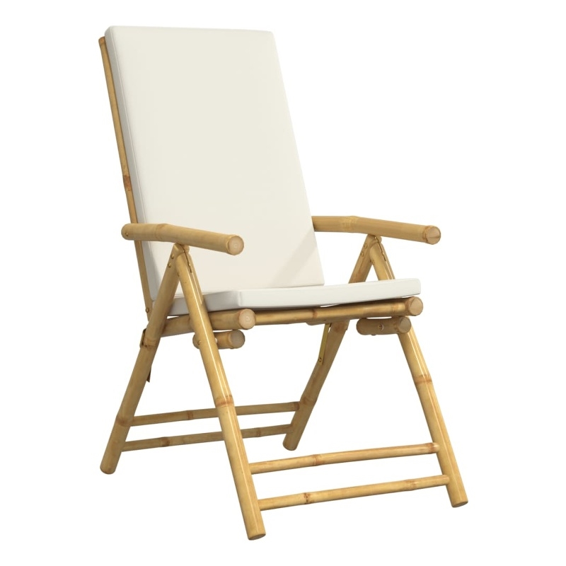 vidaXL 6 Piece Folding Patio Reclining Chairs with Cream White Cushions