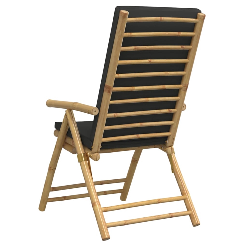 vidaXL 4 Piece Folding Patio Reclining Chairs with Dark Gray Cushions
