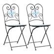 vidaXL Bistro Chairs Foldable 2 pcs Blue and White Ceramic