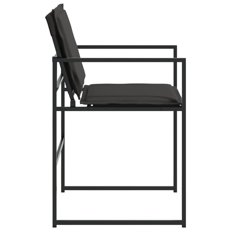 vidaXL Patio Chairs with Cushions 4 pcs Black Steel and Textilene