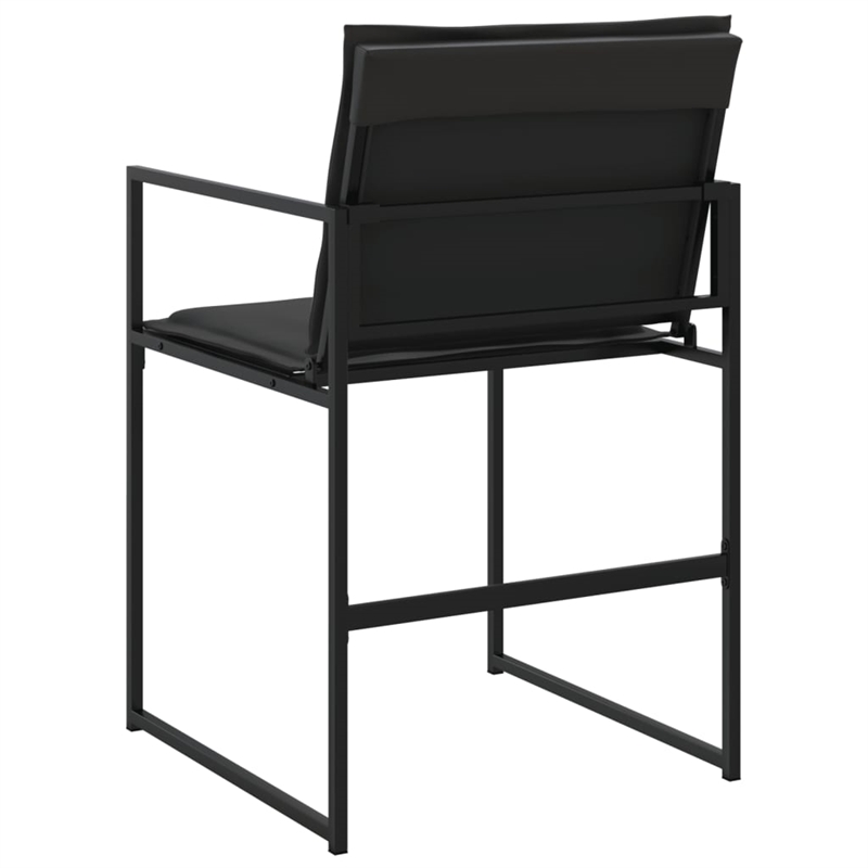 vidaXL Patio Chairs with Cushions 4 pcs Black Steel and Textilene