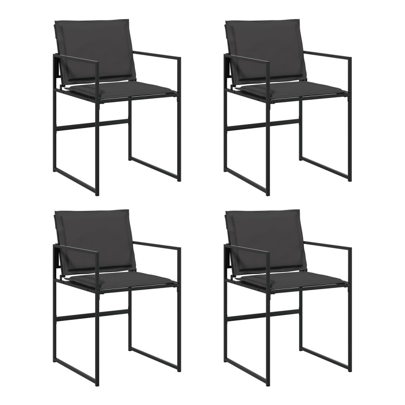 vidaXL Patio Chairs with Cushions 4 pcs Black Steel and Textilene
