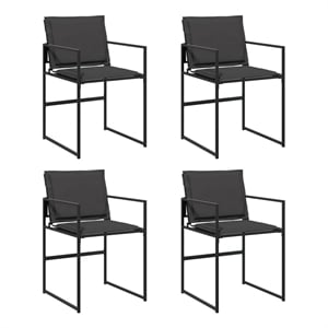 vidaXL Patio Chairs with Cushions 4 pcs Black Steel and Textilene