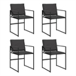 vidaXL Patio Chairs with Cushions 4 pcs Black Steel and Textilene