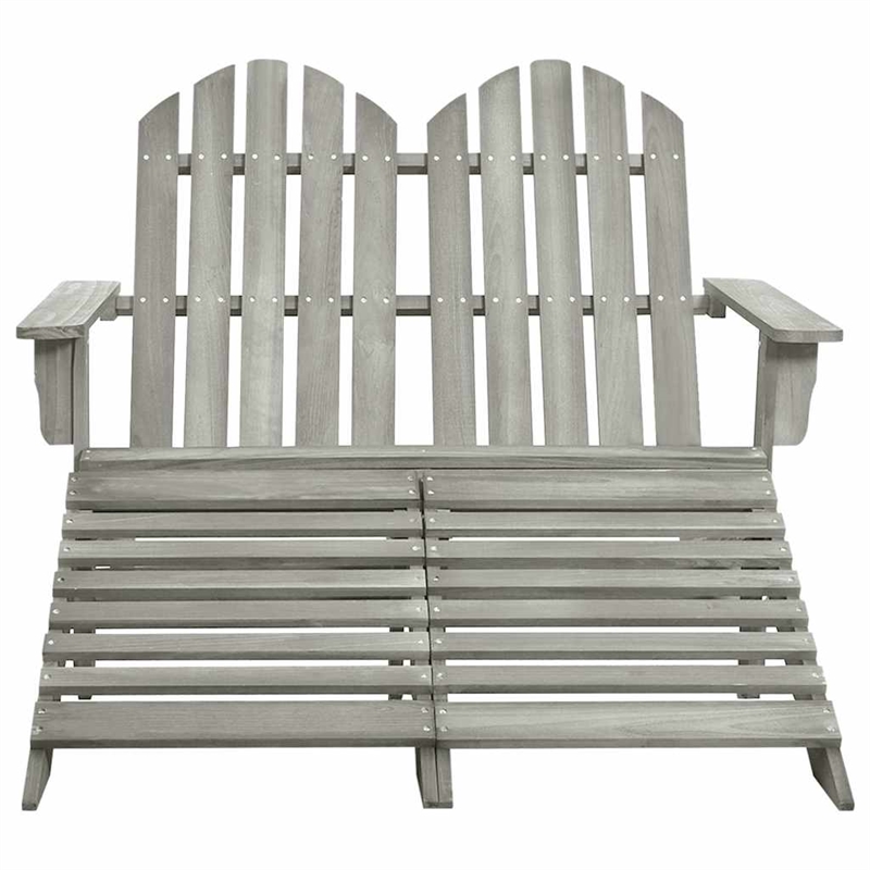 vidaXL 2-Seater Patio Adirondack Chair&Ottoman Fir Wood Gray