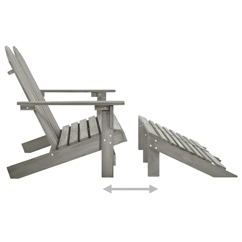 vidaXL 2-Seater Patio Adirondack Chair&Ottoman Fir Wood Gray