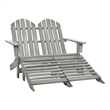 vidaXL 2-Seater Patio Adirondack Chair&Ottoman Fir Wood Gray