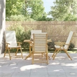 vidaXL 4 Piece Folding Patio Reclining Chairs with Cream White Cushions