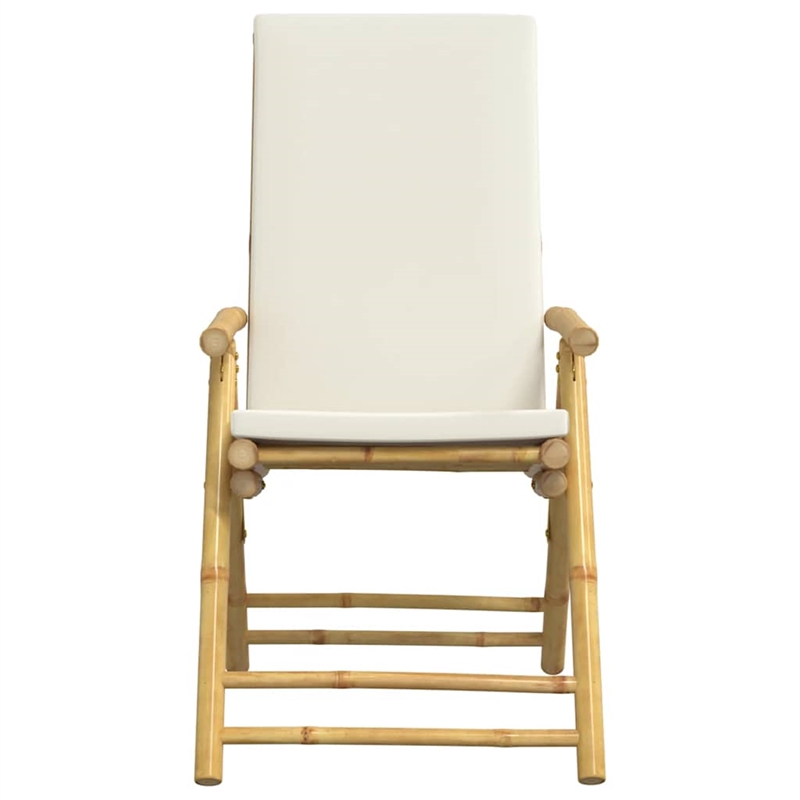 vidaXL 4 Piece Folding Patio Reclining Chairs with Cream White Cushions