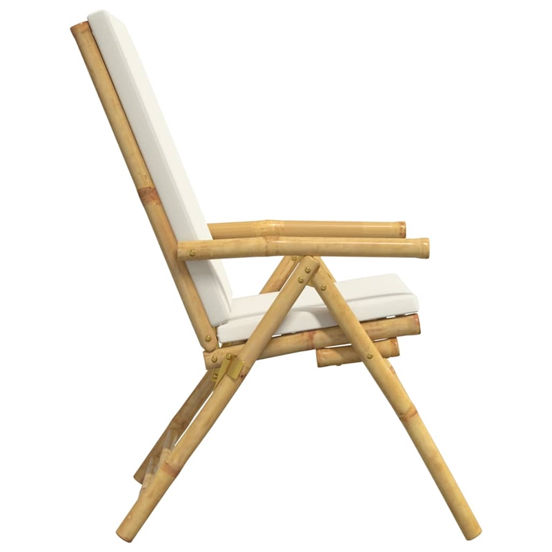 vidaXL 4 Piece Folding Patio Reclining Chairs with Cream White Cushions