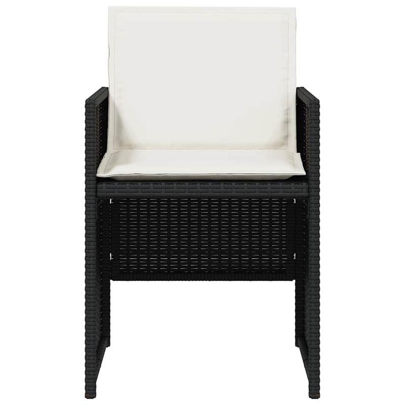 vidaXL Garden Chair Set of 4 Black PE rattan Standard Foldable