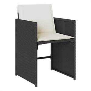 vidaXL Garden Chair Set of 4 Black chair with cream white cushions