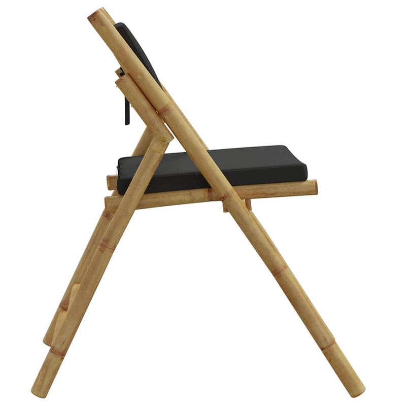 vidaXL Folding Bistro Chairs 2 pcs with Cushions Bamboo