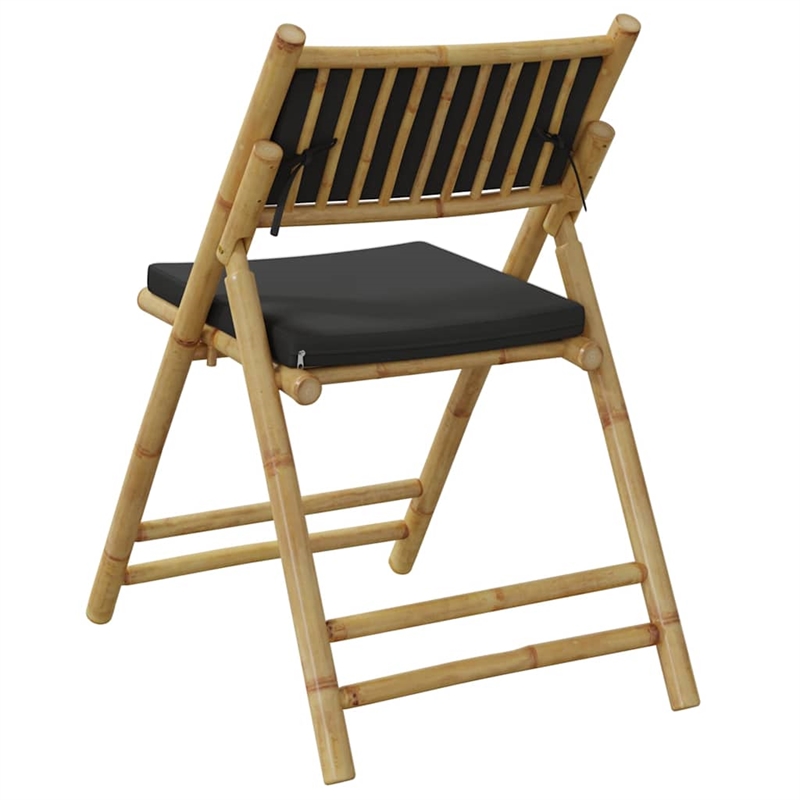 vidaXL Folding Bistro Chairs 2 pcs with Cushions Bamboo