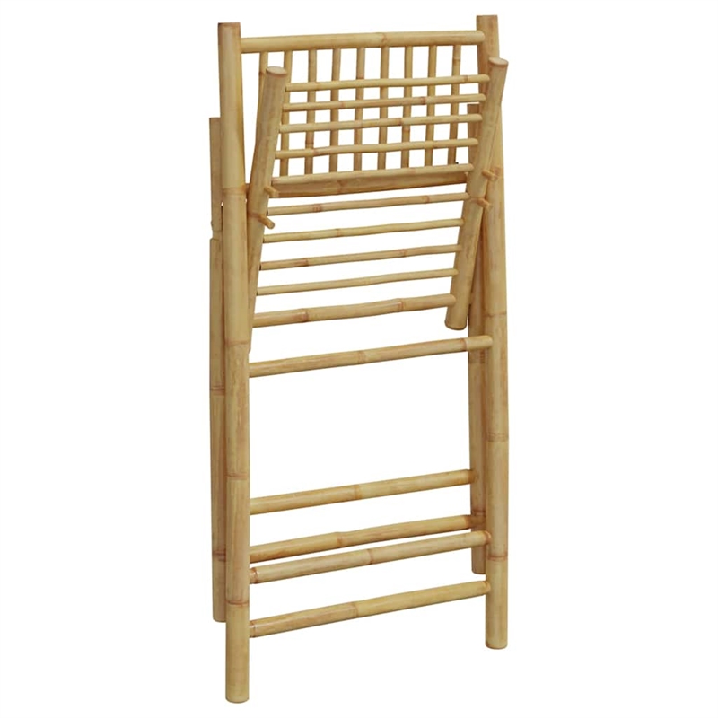 vidaXL Folding Bistro Chairs 2 pcs with Cushions Bamboo