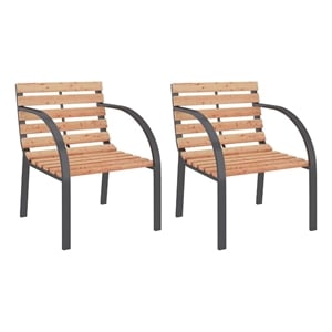 vidaXL Patio Chairs 2 pcs Wood Brown 29.9&quot H x 22&quot W x 22.8&quot D