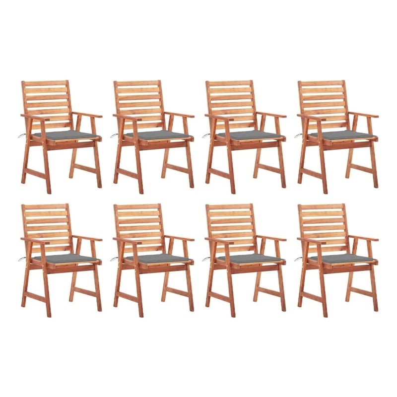 vidaXL Patio Dining Chairs 8 pcs with Cushions Solid Acacia Wood
