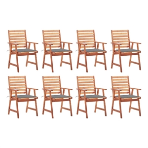 vidaXL Patio Dining Chairs 8 pcs with Cushions Solid Acacia Wood