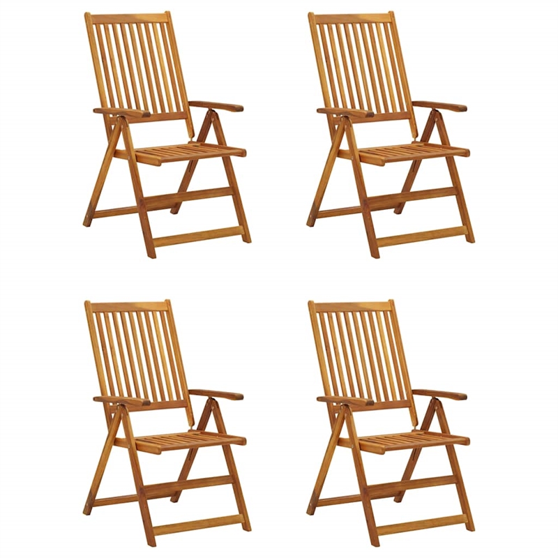 vidaXL Patio Reclining Chairs 4 pcs with Cushions Solid Acacia Wood