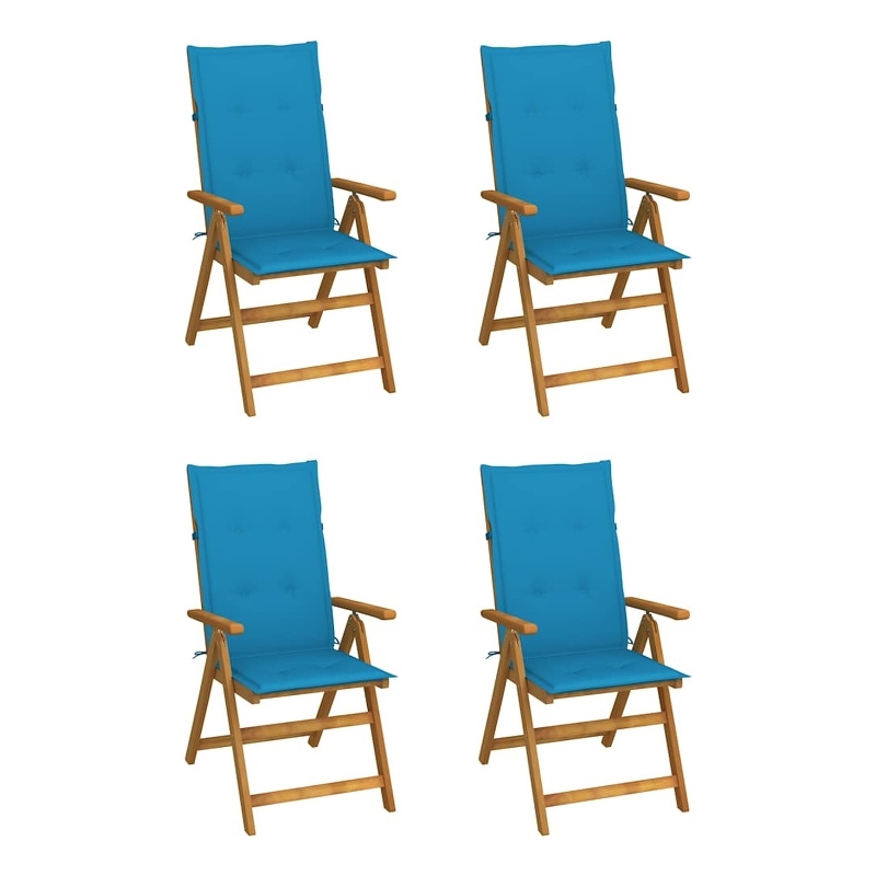 vidaXL Patio Reclining Chairs 4 pcs with Cushions Solid Acacia Wood