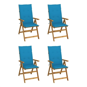vidaXL Patio Reclining Chairs 4 pcs with Cushions Solid Acacia Wood
