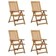 vidaXL Patio Reclining Chairs 4 pcs with Cushions Solid Acacia Wood