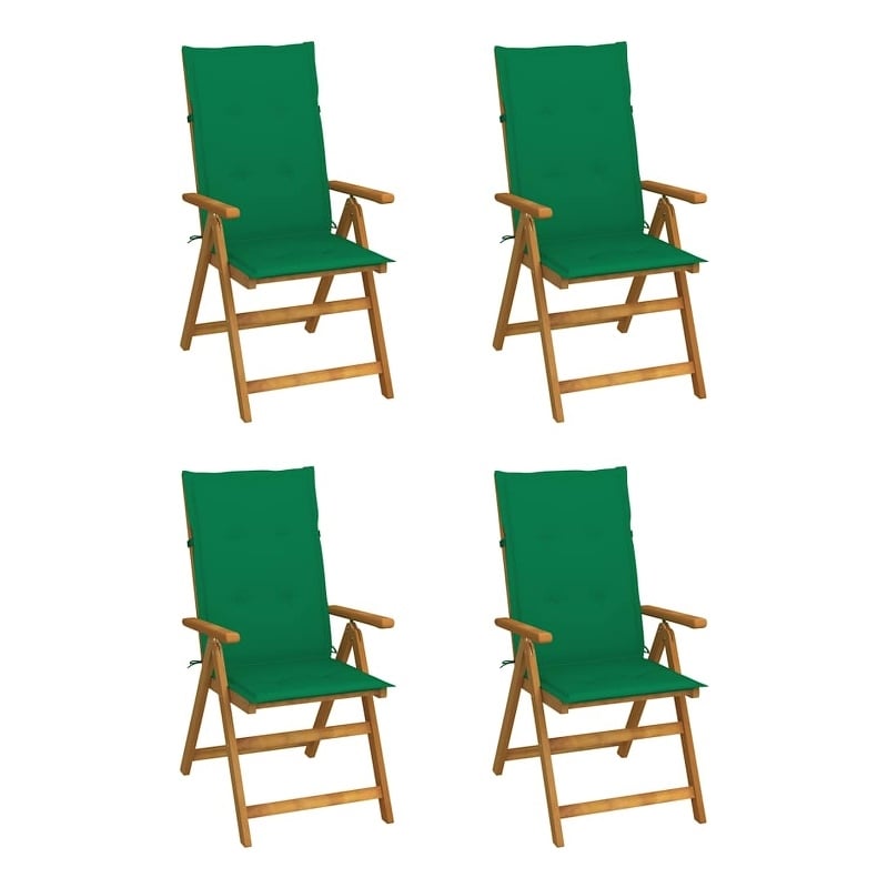 vidaXL Patio Reclining Chairs 4 pcs with Cushions Solid Acacia Wood