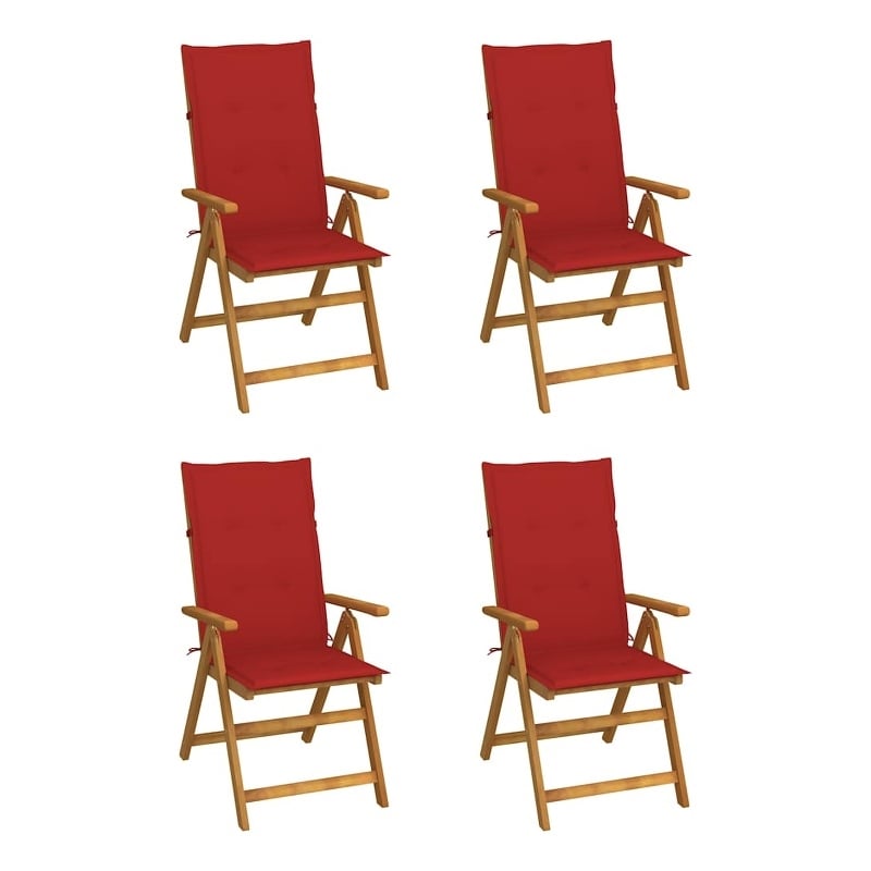 vidaXL Patio Reclining Chairs 4 pcs with Cushions Solid Acacia Wood