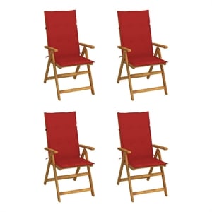 vidaXL Patio Reclining Chairs 4 pcs with Cushions Solid Acacia Wood