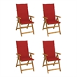 vidaXL Patio Reclining Chairs 4 pcs with Cushions Solid Acacia Wood