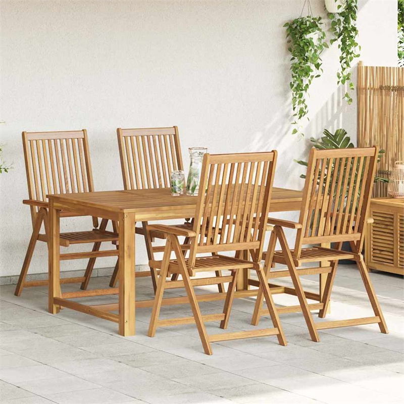 vidaXL Folding Patio Chairs 4 pcs Solid Acacia Wood
