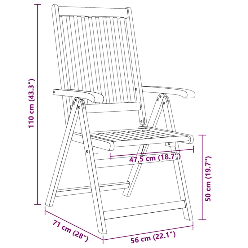 vidaXL Folding Patio Chairs 4 pcs Solid Acacia Wood