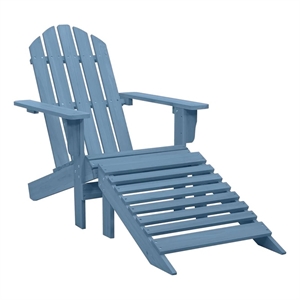 vidaXL Patio Adirondack Chair with Ottoman Solid Fir Wood Blue
