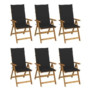 vidaXL Folding Patio Chairs 6 pcs with Cushions Solid Acacia Wood