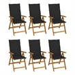 vidaXL Folding Patio Chairs 6 pcs with Cushions Solid Acacia Wood