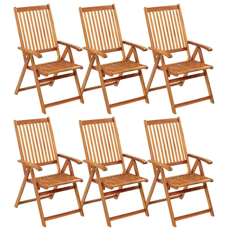 vidaXL Folding Patio Chairs 6 pcs with Cushions Solid Acacia Wood