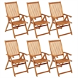 vidaXL Folding Patio Chairs 6 pcs with Cushions Solid Acacia Wood