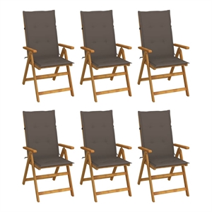 vidaXL Folding Patio Chairs 6 pcs with Cushions Solid Acacia Wood